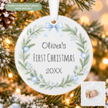 Erster Weihnachtsschmuck-Foto-Kranz für Babys