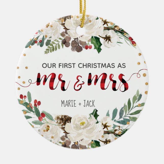 Erster Weihnachtsschnee Personalisiert Keramik Ornament (Vorne)