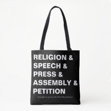 Erster Zusatz Tote Bag in schwarz
