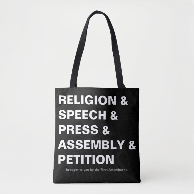 Erster Zusatz Tote Bag in schwarz (Vorderseite)