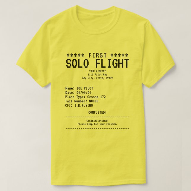 Erstes Alleinflug T-Shirt (Design vorne)