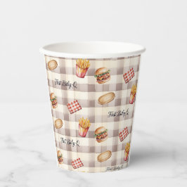 Erstes Baby-Q Gingham-Muster BBQ Picknick Geburtst Pappbecher