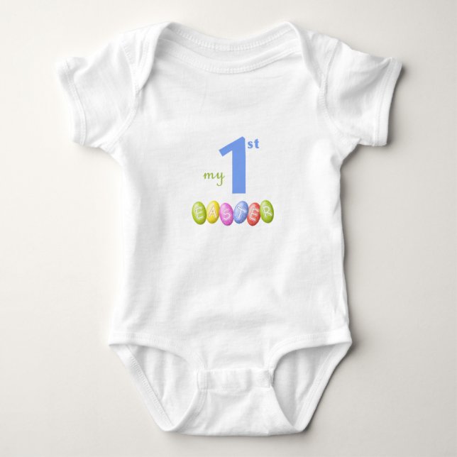 Erstes das Ostern-Shirt des Babys mit coloful Baby Strampler (Vorderseite)