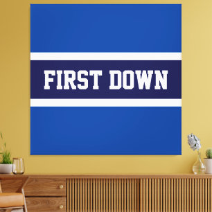 ERSTES DOWN Bold Navy Royal Blue White Stripes Leinwanddruck