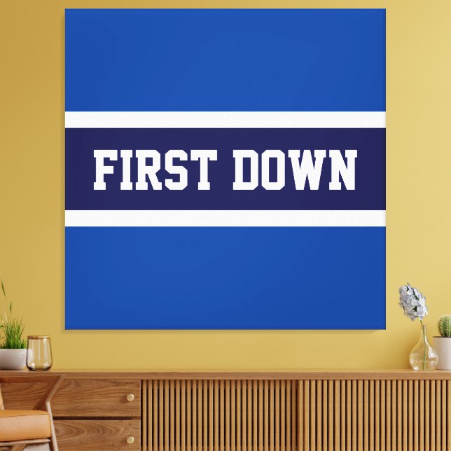 ERSTES DOWN Bold Navy Royal Blue White Stripes Leinwanddruck (Insitu (Wohnzimmer))