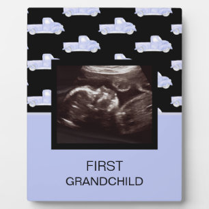 Erstes Enkelkind Blaues Ultraschall-Geschenk für G Fotoplatte