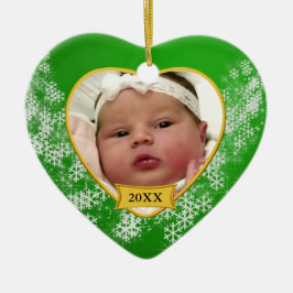 Erstes Foto grünen Babys Snowy Weihnachts Keramik Ornament