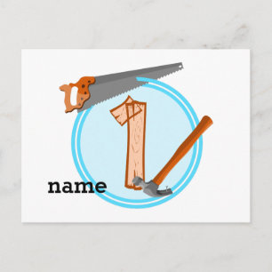 Erstes Geburtstag 1 Jahr alt Tools Construction Pa Einladungspostkarte