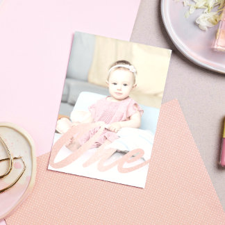 Erstes Geburtstags-Blush Pink Rose Gold Girl Foto Einladung