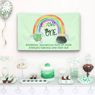 Erstes Geburtstags-Glückspilz-Regenbogen-Kleeblatt Banner