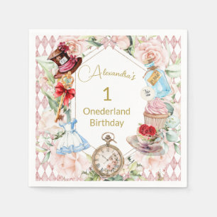 Erstes Geburtstagsalter der Alice im Wunderland Serviette