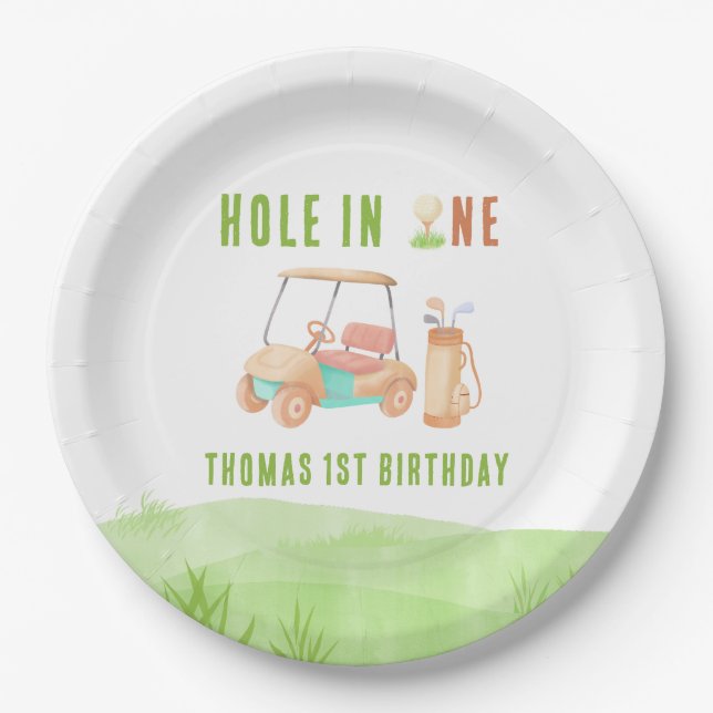Erstes Geburtstagsfest Hole In One Pappteller (Vorderseite)