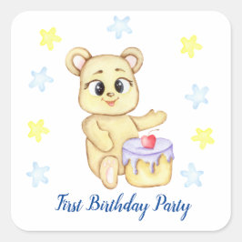 Erstes Geburtstagskind-Party positiv Quadratischer Aufkleber