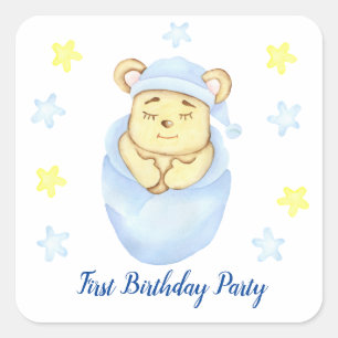 Erstes Geburtstagskind-Party positiv Quadratischer Aufkleber