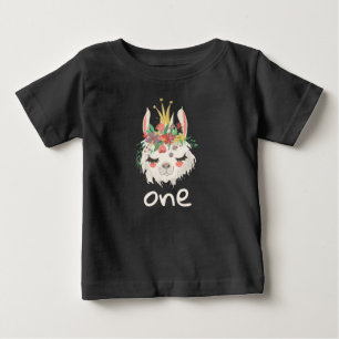 Erstes Geburtstagsmädchen, süßes Llamagesicht 1. G Baby T-shirt