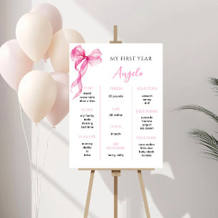 Erstes Geburtstagsmeilenstein für Mädchen mit rosa Poster