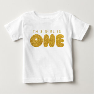 Erstes Geburtstagsoutfit für Baby Mädchen Golden O T-shirt