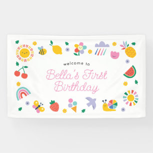 Erstes Geburtstagsrückwand-Schild, Kleine Sonne Banner