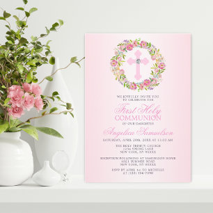 Erstes Gemeindemädchen Blumenkreuz Einladung