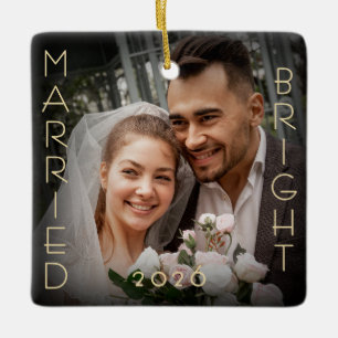 Erstes gemeinsames Weihnachtsfoto als Verheiratete Keramikornament