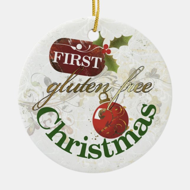 Erstes Gluten-freie Weihnachtsverzierung Keramikornament (Vorne)