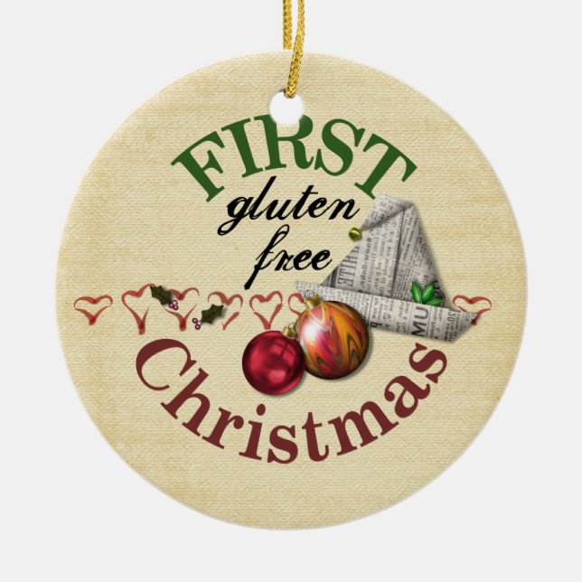 Erstes Gluten-freie Weihnachtsverzierung Keramikornament (Vorne)
