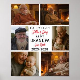 Erstes Großvater-Tag-Foto-Collage Poster