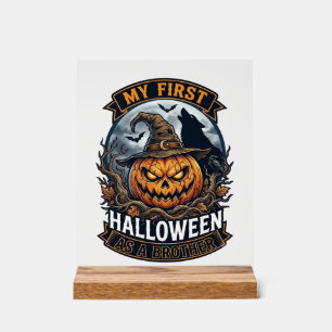 Erstes Halloween als Bruder Kürbis Wolf Mond_1 Acrylschild