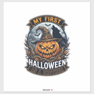 Erstes Halloween als Bruder Kürbis Wolf Mond_1 Aufkleber