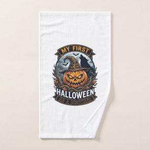 Erstes Halloween als Bruder Kürbis Wolf Mond_1 Handtuch