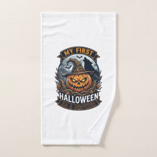 Erstes Halloween als Bruder Kürbis Wolf Mond_1 Handtuch