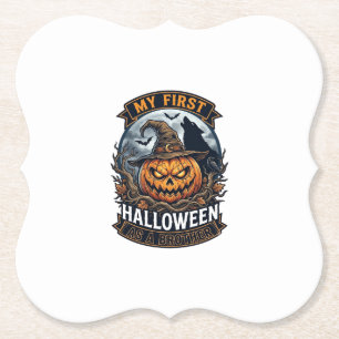 Erstes Halloween als Bruder Kürbis Wolf Mond_1 Untersetzer