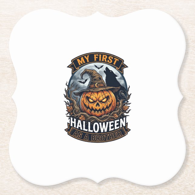 Erstes Halloween als Bruder Kürbis Wolf Mond_1 Untersetzer (Vorderseite)