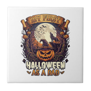 Erstes Halloween als Dad Kürbis Wolf Mond_1 Fliese