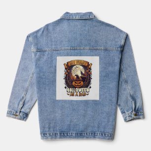 Erstes Halloween als Dad Kürbis Wolf Mond_1 Jeansjacke