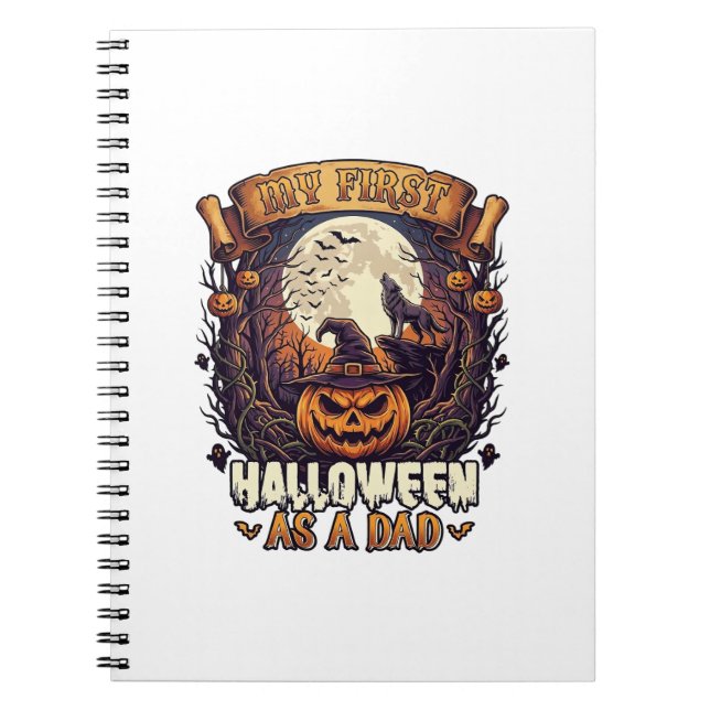 Erstes Halloween als Dad Kürbis Wolf Mond_1 Notizblock (Vorderseite)