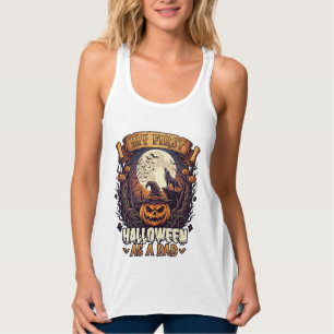 Erstes Halloween als Dad Kürbis Wolf Mond_1 Tank Top