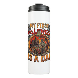 Erstes Halloween als Dad Zombie Spukhaus Friedhof Thermosbecher
