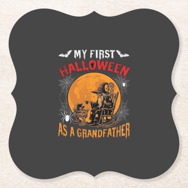Erstes Halloween als Großvater Zauberer Fledermaus Untersetzer (Vorderseite)