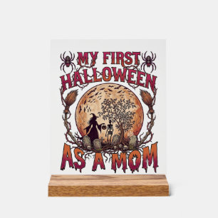 Erstes Halloween als Hexenmutter Skelett Mond_1 Acrylschild