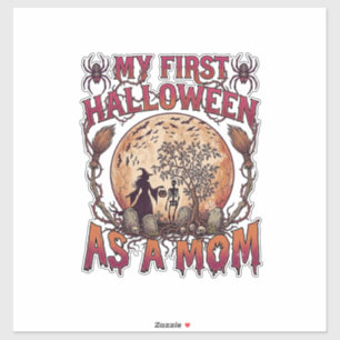Erstes Halloween als Hexenmutter Skelett Mond_1 Aufkleber