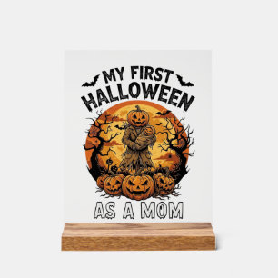 Erstes Halloween als Mama Kürbis Vogelscheuche Bab Acrylschild