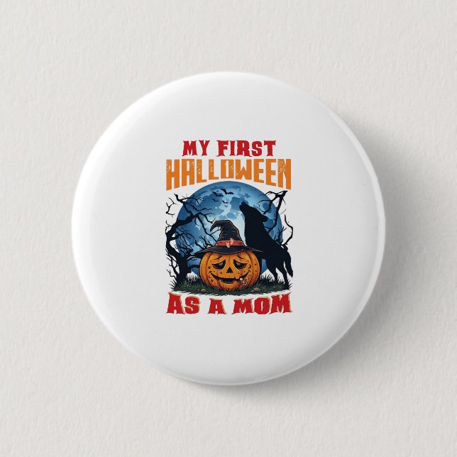Erstes Halloween als Mutter-Kürbis-Wolf-Mond_1 Button (Vorderseite)