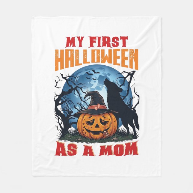 Erstes Halloween als Mutter-Kürbis-Wolf-Mond_1 Fleecedecke (Vorderseite)