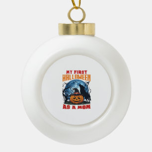 Erstes Halloween als Mutter Kürbislupusmond_1 Keramik Kugel-Ornament