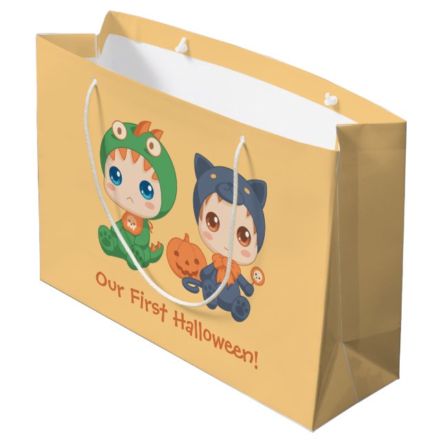 erstes Halloween-Baby Große Geschenktüte (Rückseite Schrägansicht)