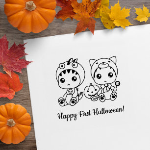 Erstes Halloween-Baby-Katze-Drache-Kostüm Gummistempel