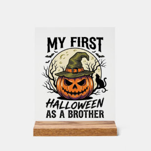 Erstes Halloween Bruder Vintage Kürbis Mond Shirt Acrylschild