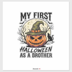 Erstes Halloween Bruder Vintage Kürbis Mond Shirt Aufkleber