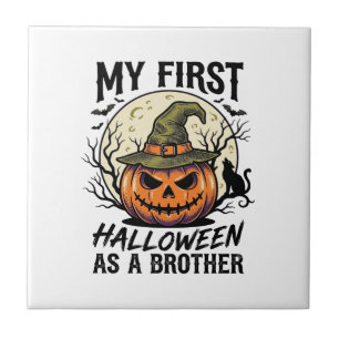 Erstes Halloween Bruder Vintage-Kürbis-Mond-Shirt Fliese